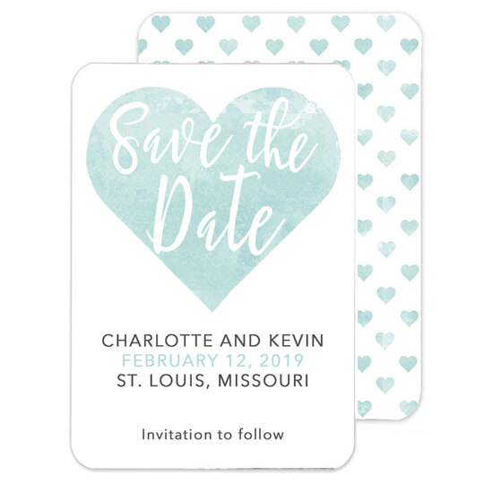 Sea Watercolor Heart Save The Date Announcements